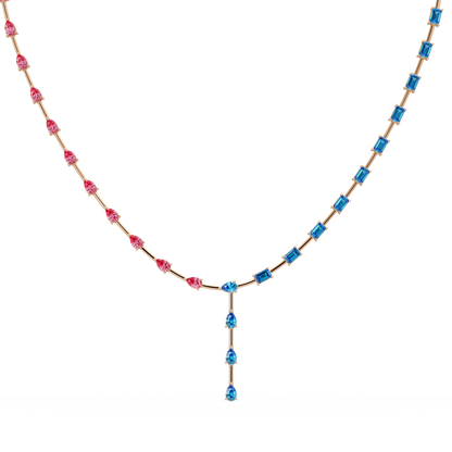 22.3 CTW Pear & Emerald Colorstone Tennis Necklace
