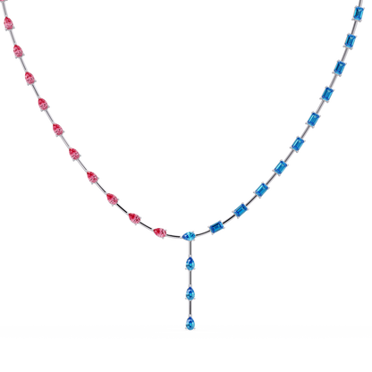 22.3 CTW Pear & Emerald Colorstone Tennis Necklace