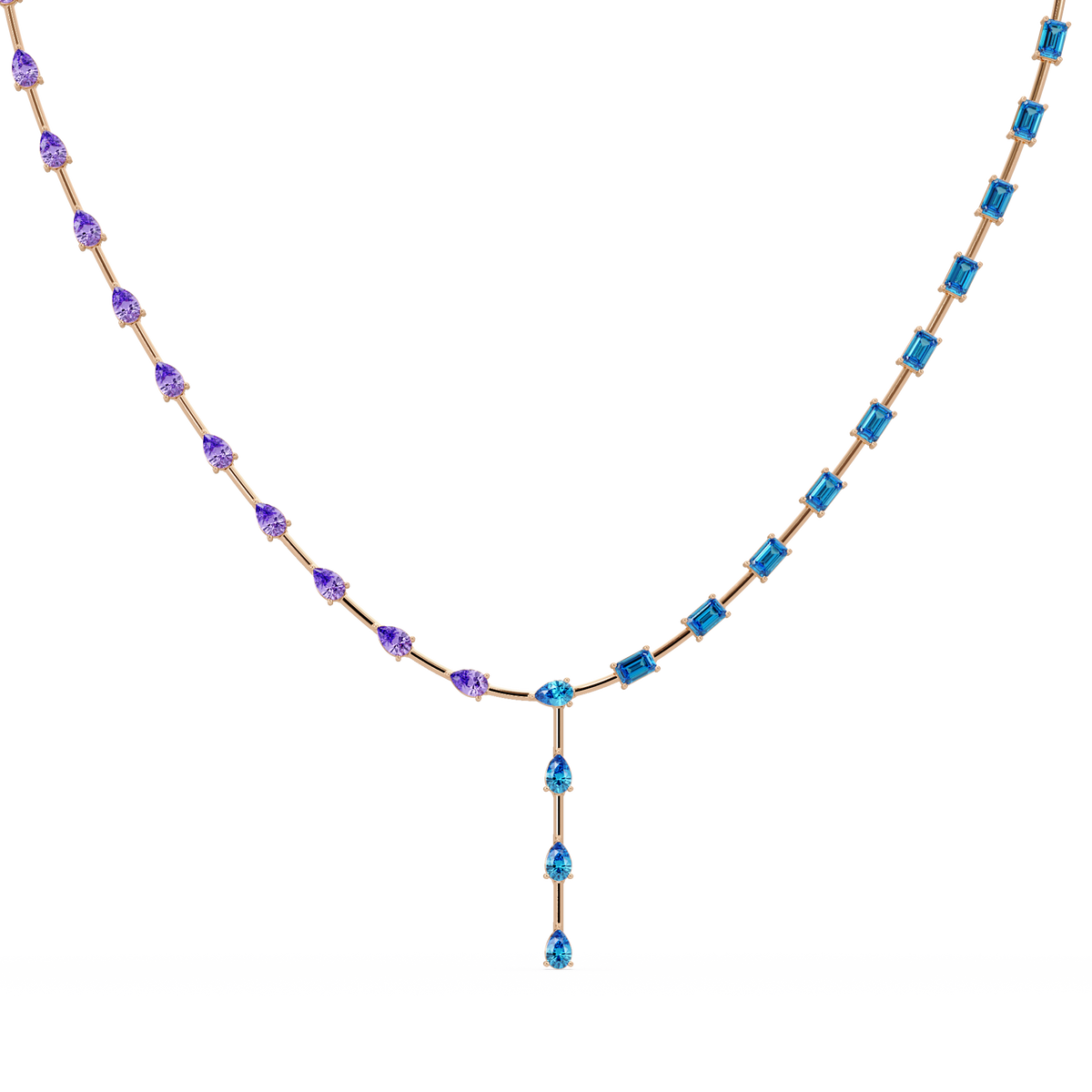 22.3 CTW Pear & Emerald Colorstone Tennis Necklace