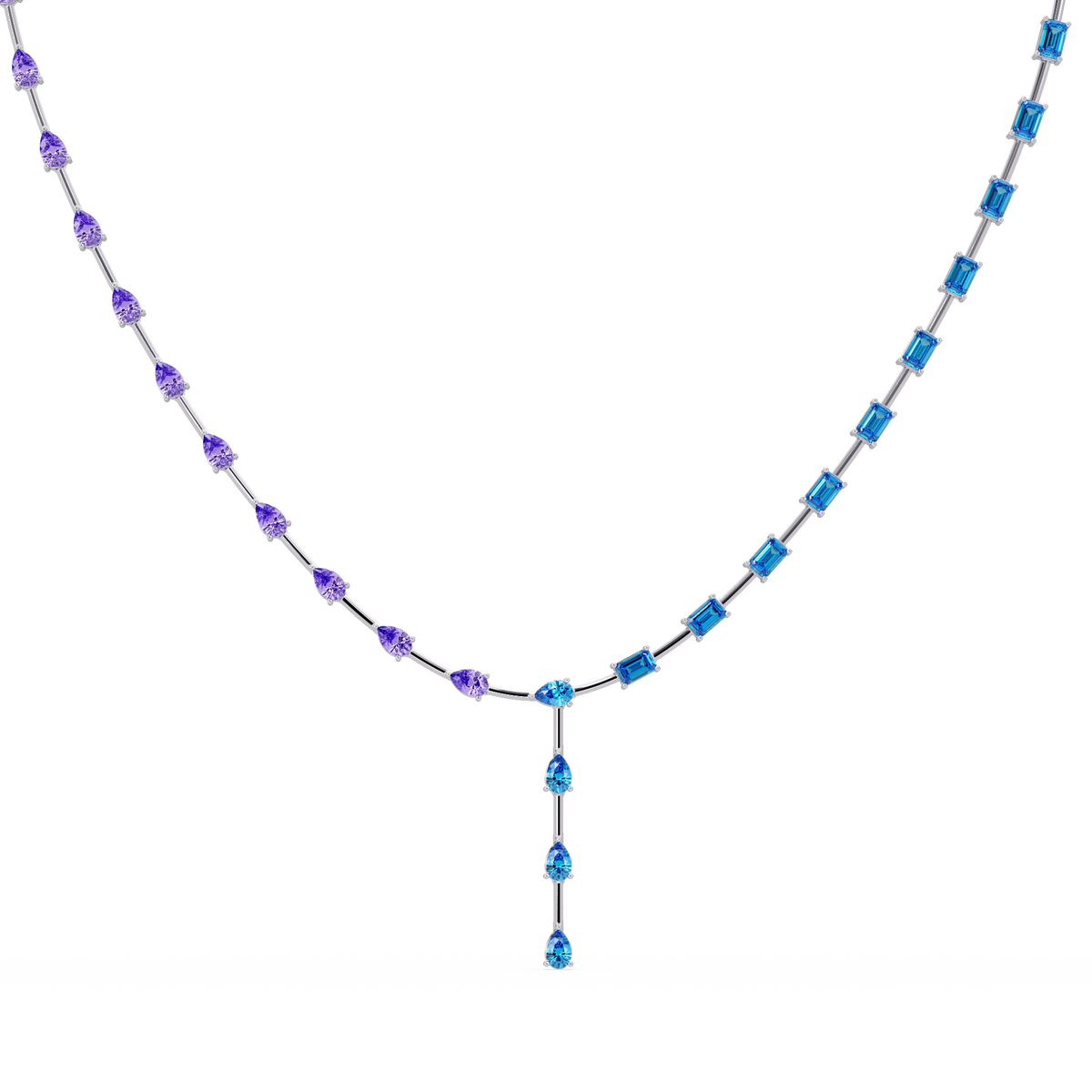 22.3 CTW Pear & Emerald Colorstone Tennis Necklace