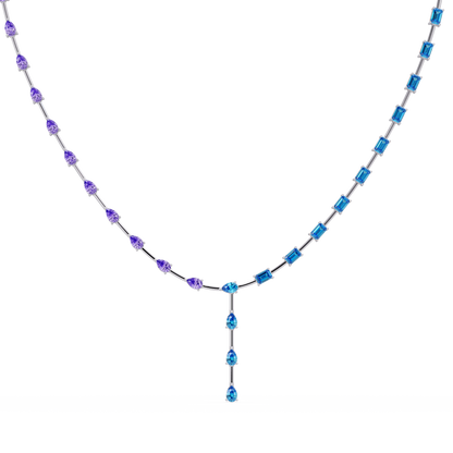 22.3 CTW Pear & Emerald Colorstone Tennis Necklace