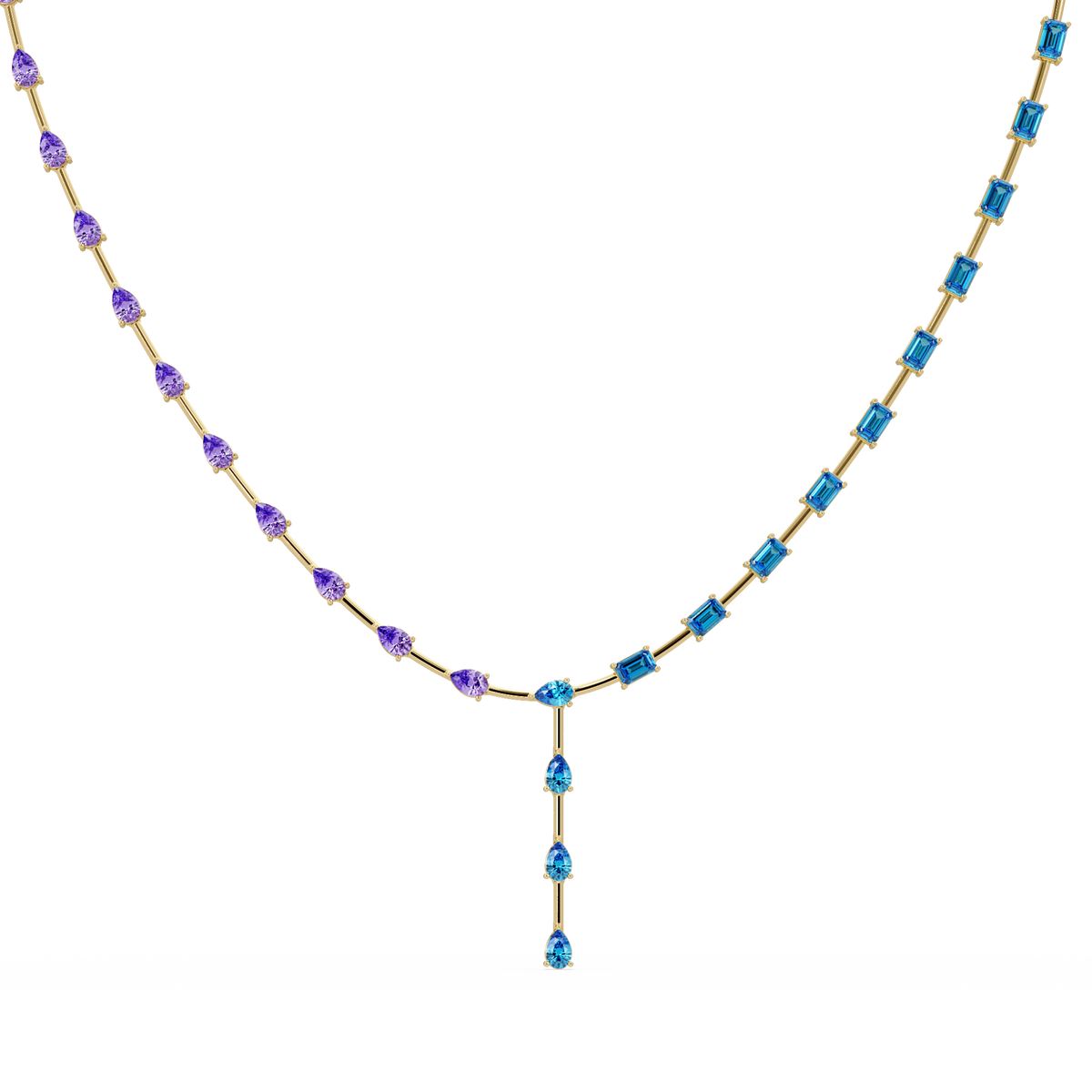 22.3 CTW Pear & Emerald Colorstone Tennis Necklace