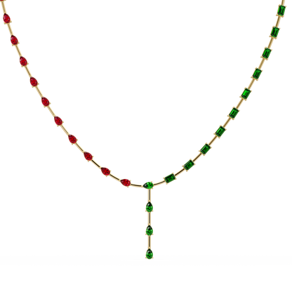 22.3 CTW Pear & Emerald Colorstone Tennis Necklace