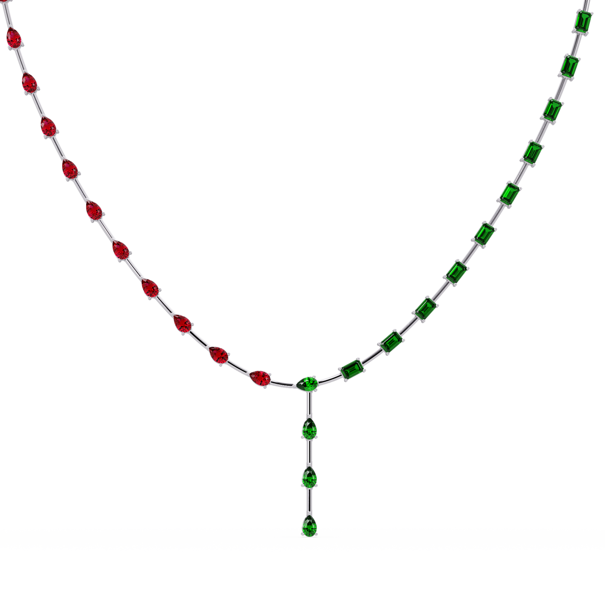 22.3 CTW Pear & Emerald Colorstone Tennis Necklace