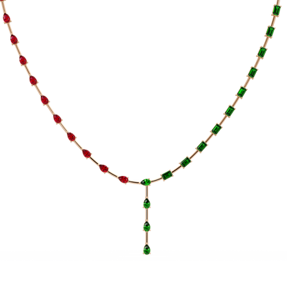 22.3 CTW Pear & Emerald Colorstone Tennis Necklace