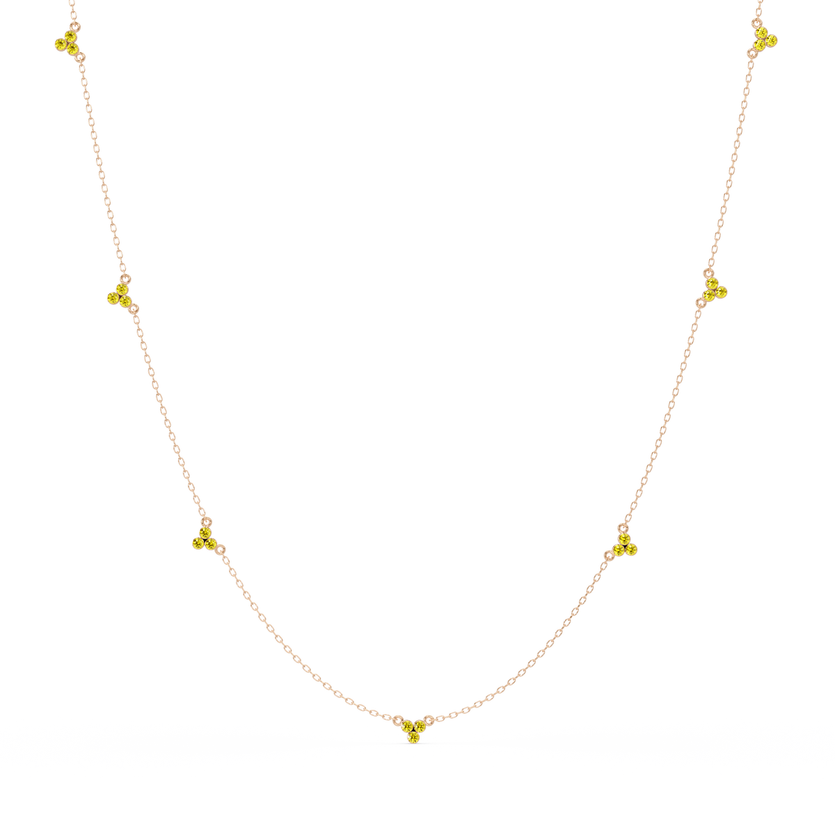 3.4 CTW Round Three-Stone Cluster Colorstone Station Necklace – CAD image 6122
