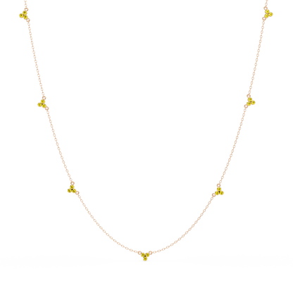 3.4 CTW Round Three-Stone Cluster Colorstone Station Necklace – CAD image 6122