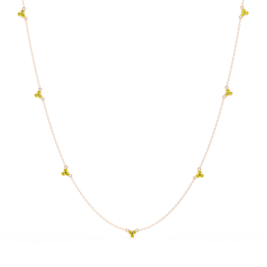 3.4 CTW Round Three-Stone Cluster Colorstone Station Necklace – CAD image 6122