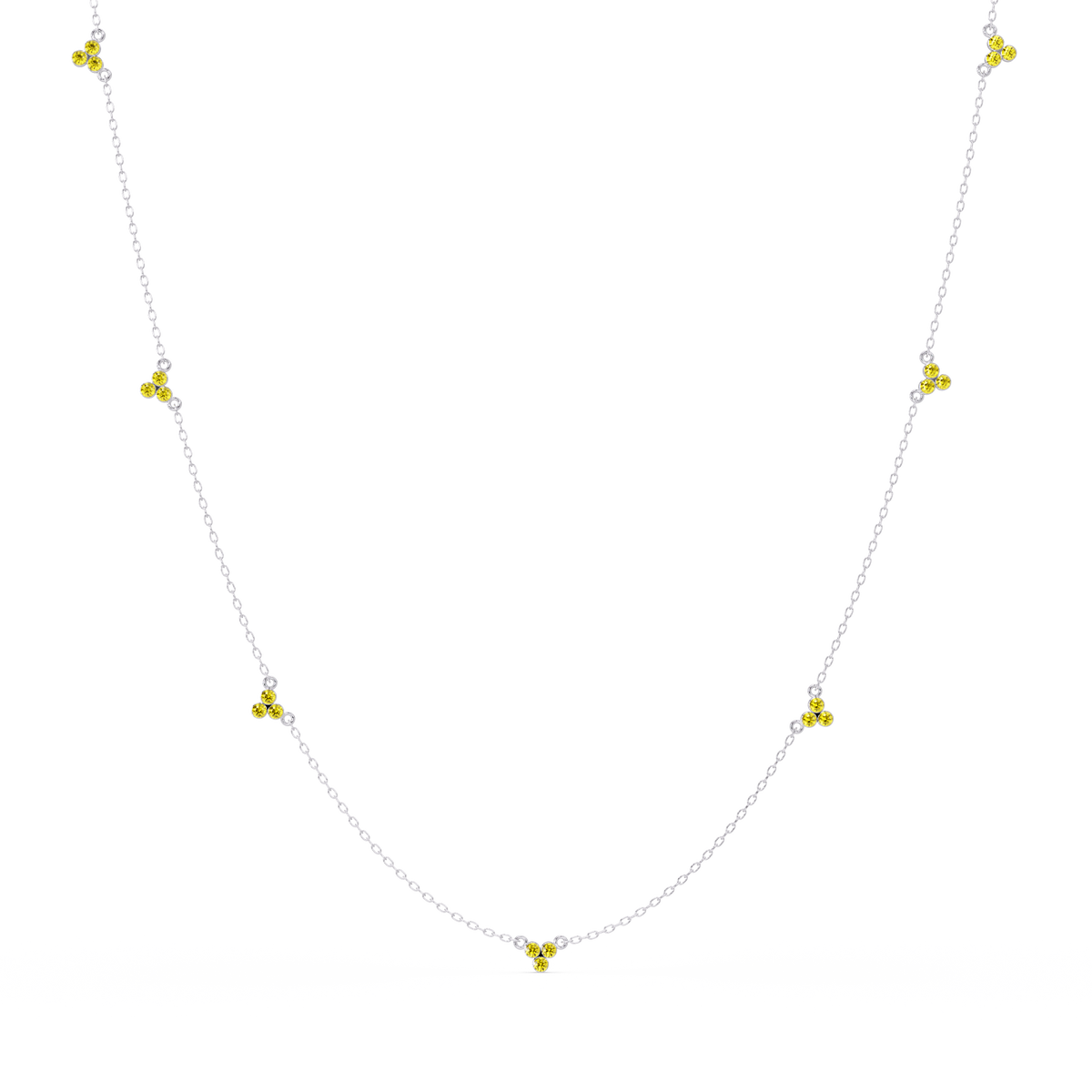 3.4 CTW Round Three-Stone Cluster Colorstone Station Necklace – CAD image 6123