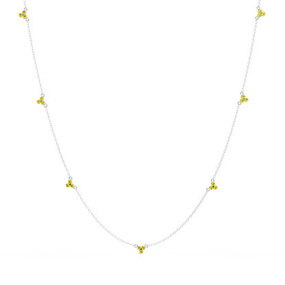 3.4 CTW Round Three-Stone Cluster Colorstone Station Necklace – CAD image 6123