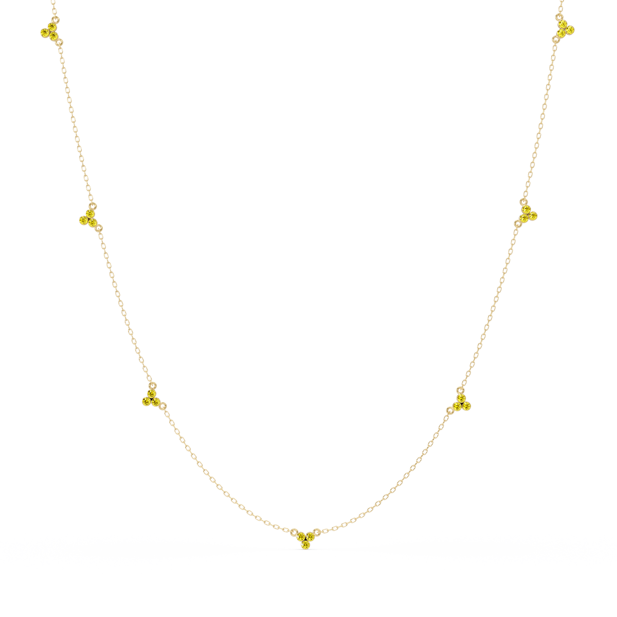 3.4 CTW Round Three-Stone Cluster Colorstone Station Necklace – CAD image 6124