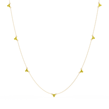 3.4 CTW Round Three-Stone Cluster Colorstone Station Necklace – CAD image 6124
