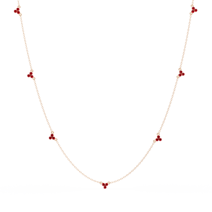 3.4 CTW Round Three-Stone Cluster Colorstone Station Necklace – CAD image 6125