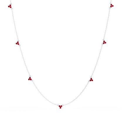 3.4 CTW Round Three-Stone Cluster Colorstone Station Necklace – CAD image 6126