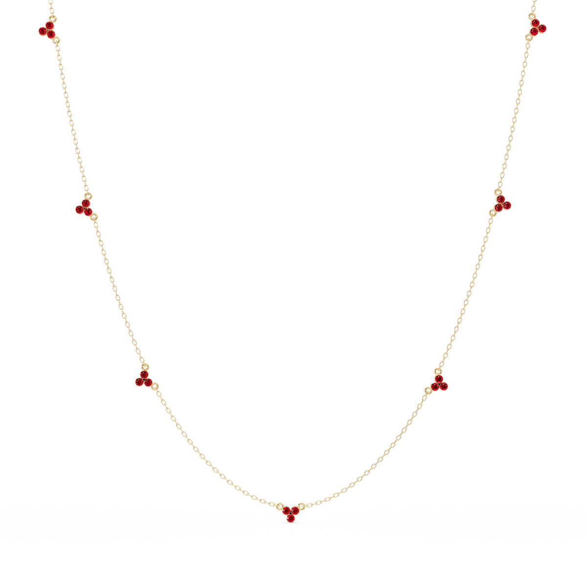 3.4 CTW Round Three-Stone Cluster Colorstone Station Necklace – CAD image 6127