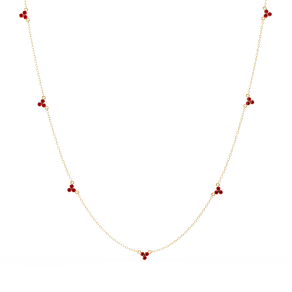 3.4 CTW Round Three-Stone Cluster Colorstone Station Necklace – CAD image 6127