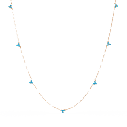 3.4 CTW Round Three-Stone Cluster Colorstone Station Necklace – CAD image 6128