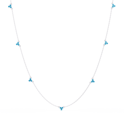 3.4 CTW Round Three-Stone Cluster Colorstone Station Necklace – CAD image 6129