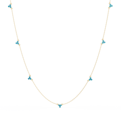 3.4 CTW Round Three-Stone Cluster Colorstone Station Necklace – CAD image 6130