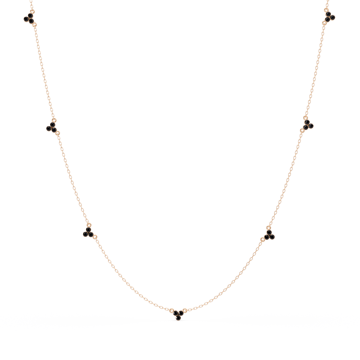 3.4 CTW Round Three-Stone Cluster Colorstone Station Necklace – CAD image 6131