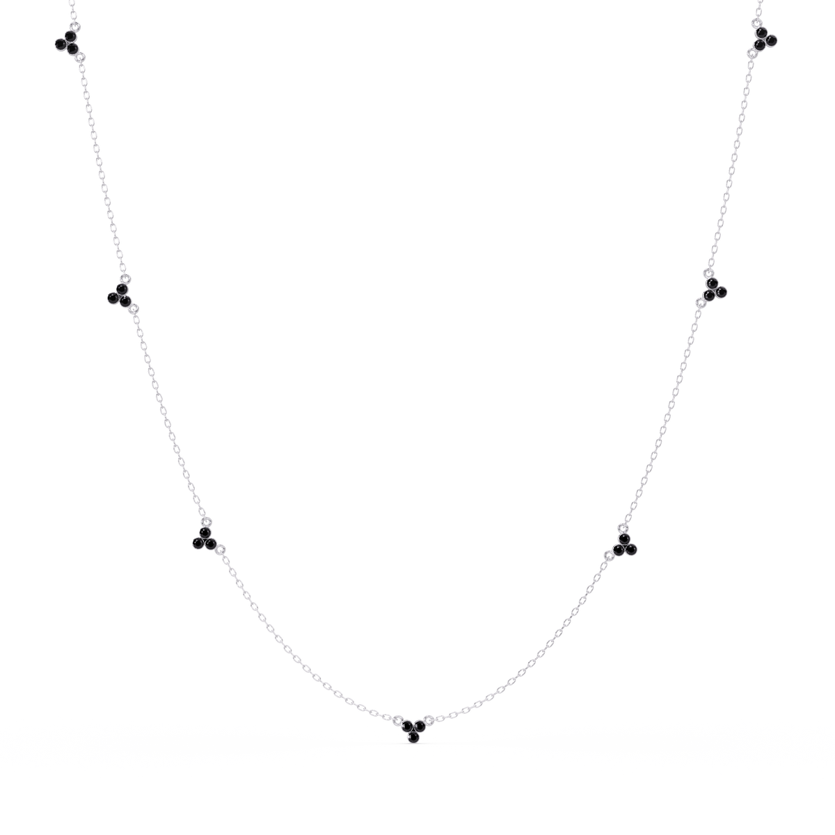 3.4 CTW Round Three-Stone Cluster Colorstone Station Necklace – CAD image 6132