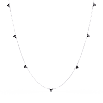 3.4 CTW Round Three-Stone Cluster Colorstone Station Necklace – CAD image 6132
