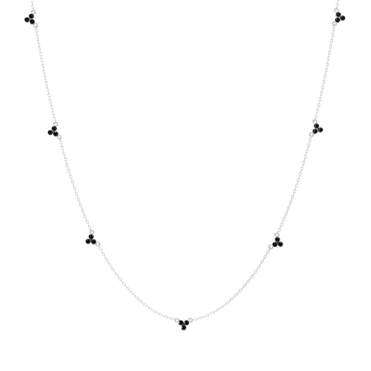 3.4 CTW Round Three-Stone Cluster Colorstone Station Necklace – CAD image 6132