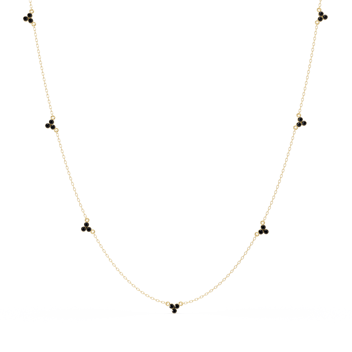 3.4 CTW Round Three-Stone Cluster Colorstone Station Necklace – CAD image 6133