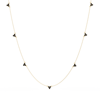 3.4 CTW Round Three-Stone Cluster Colorstone Station Necklace – CAD image 6133