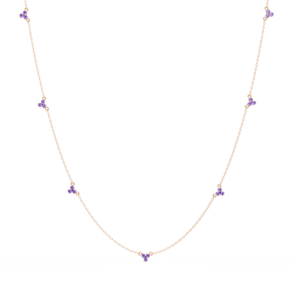 3.4 CTW Round Three-Stone Cluster Colorstone Station Necklace – CAD image 6134