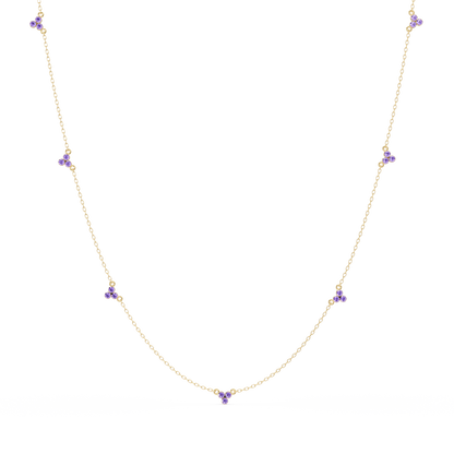 3.4 CTW Round Three-Stone Cluster Colorstone Station Necklace – CAD image 6136