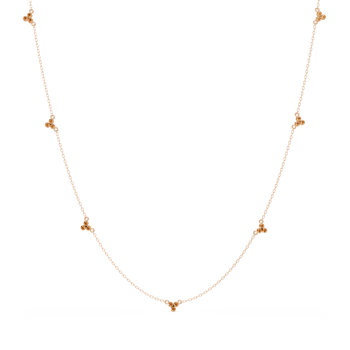 3.4 CTW Round Three-Stone Cluster Colorstone Station Necklace – CAD image 6137