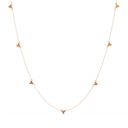 3.4 CTW Round Three-Stone Cluster Colorstone Station Necklace – CAD image 6137