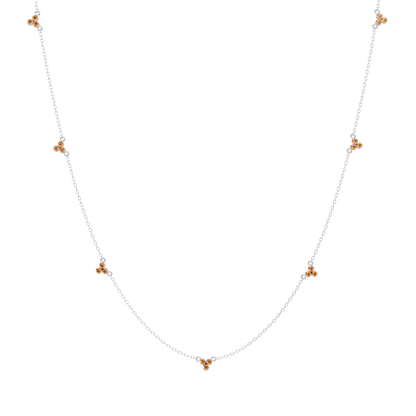 3.4 CTW Round Three-Stone Cluster Colorstone Station Necklace – CAD image 6138