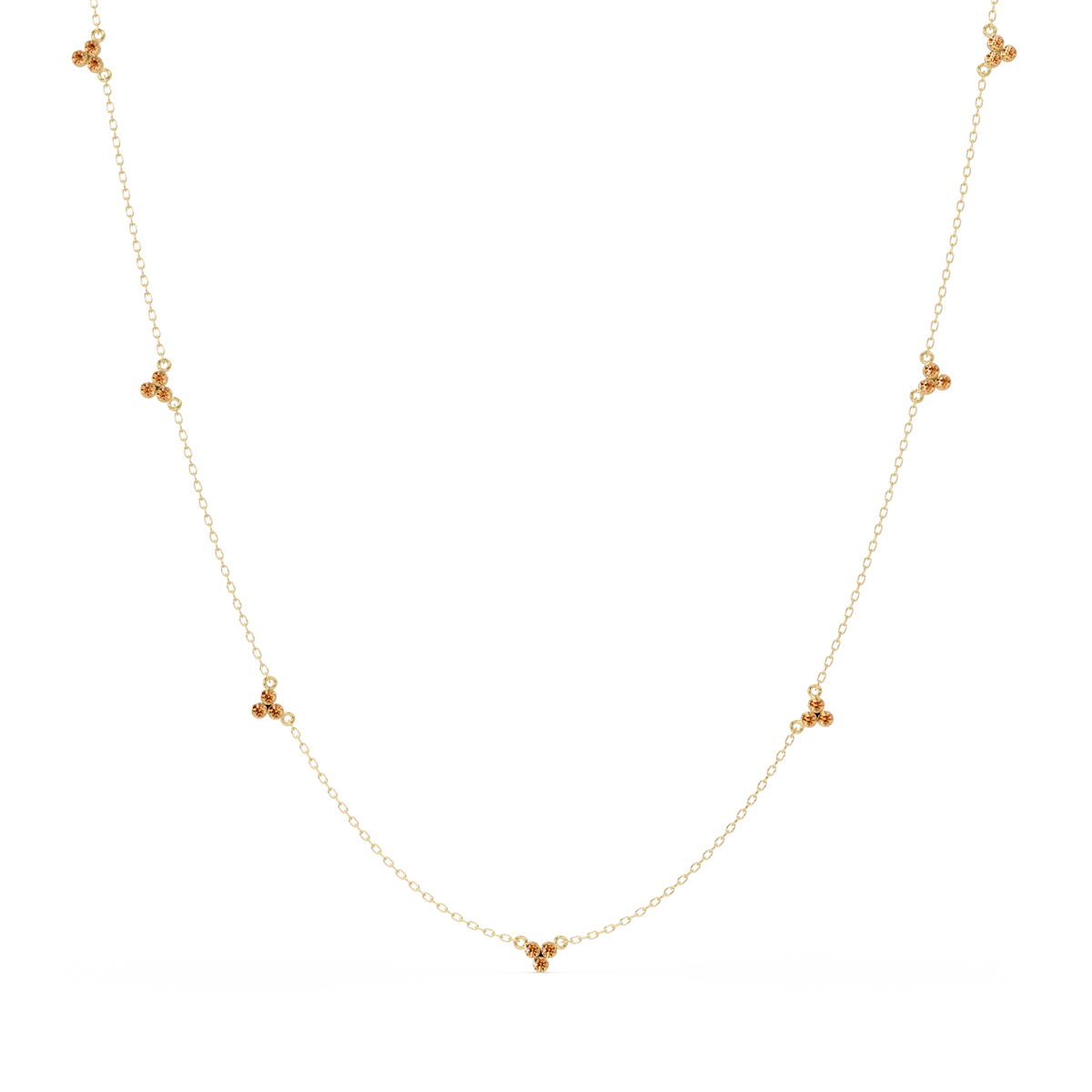 3.4 CTW Round Three-Stone Cluster Colorstone Station Necklace – CAD image 6139