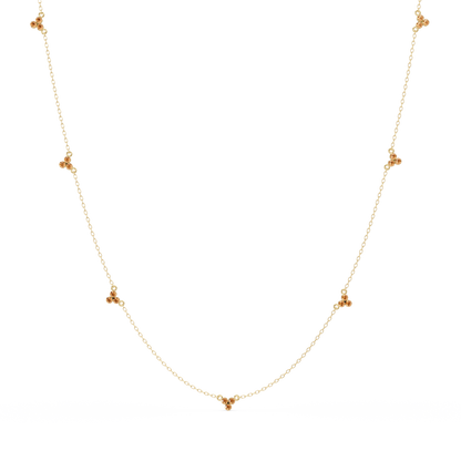 3.4 CTW Round Three-Stone Cluster Colorstone Station Necklace – CAD image 6139