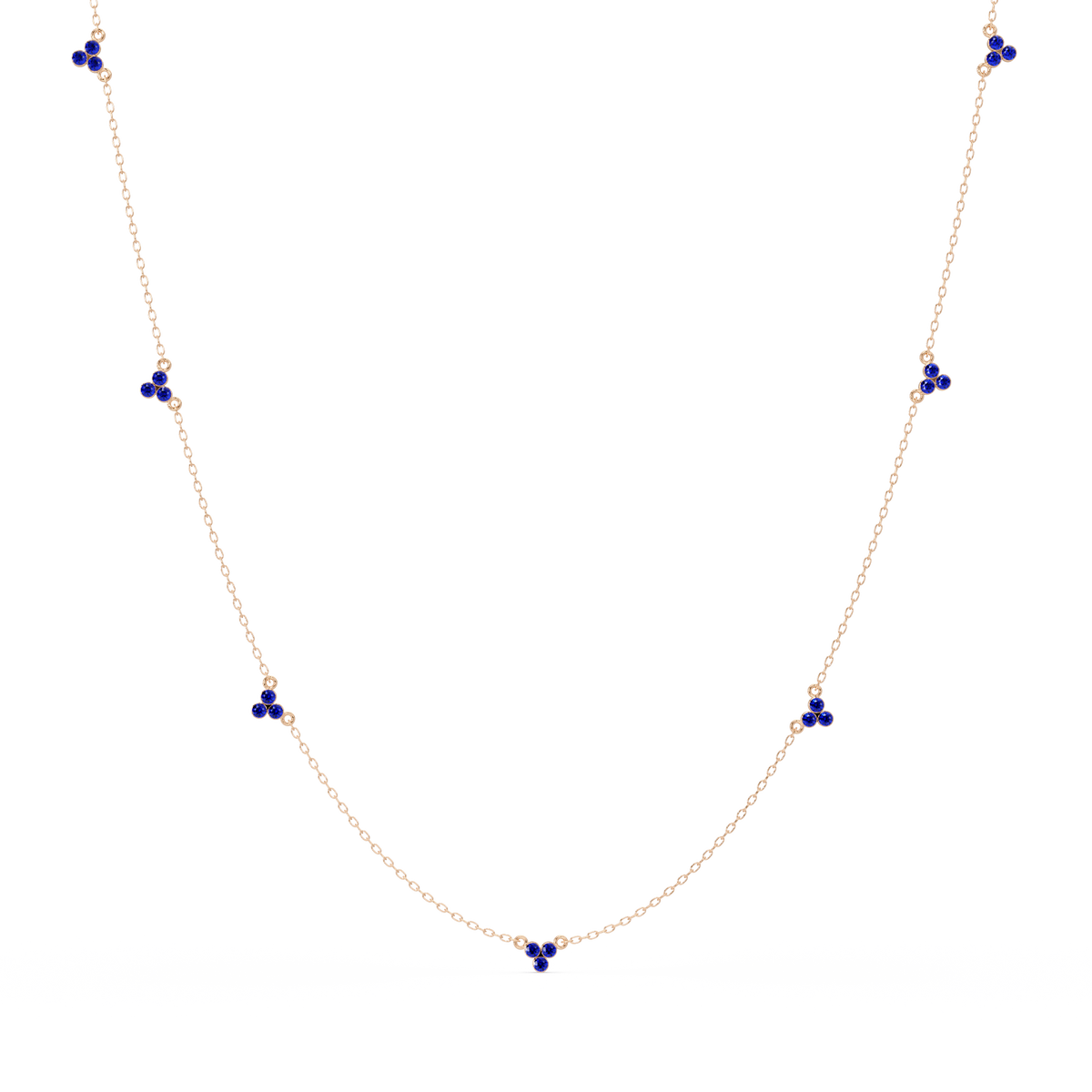 3.4 CTW Round Three-Stone Cluster Colorstone Station Necklace – CAD image 6140