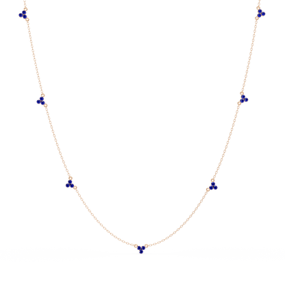 3.4 CTW Round Three-Stone Cluster Colorstone Station Necklace – CAD image 6140