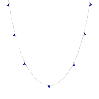 3.4 CTW Round Three-Stone Cluster Colorstone Station Necklace – CAD image 6141
