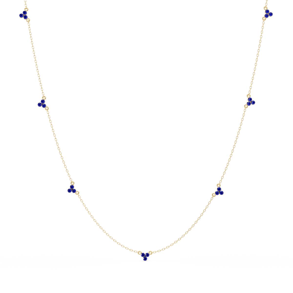 3.4 CTW Round Three-Stone Cluster Colorstone Station Necklace – CAD image 6142
