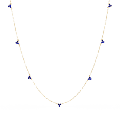 3.4 CTW Round Three-Stone Cluster Colorstone Station Necklace – CAD image 6142