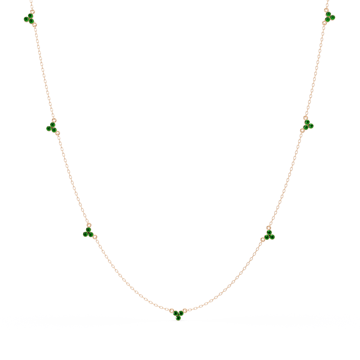3.4 CTW Round Three-Stone Cluster Colorstone Station Necklace – CAD image 6143