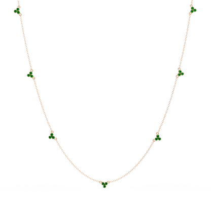 3.4 CTW Round Three-Stone Cluster Colorstone Station Necklace – CAD image 6143