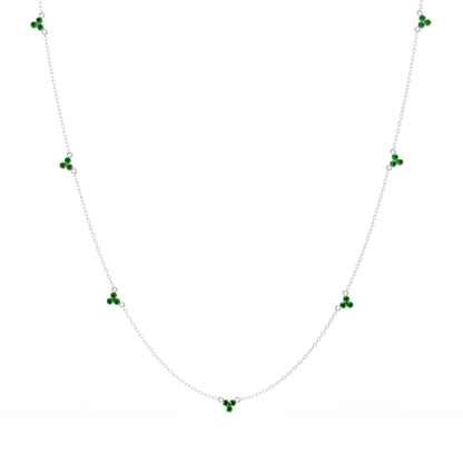 3.4 CTW Round Three-Stone Cluster Colorstone Station Necklace – CAD image 6144