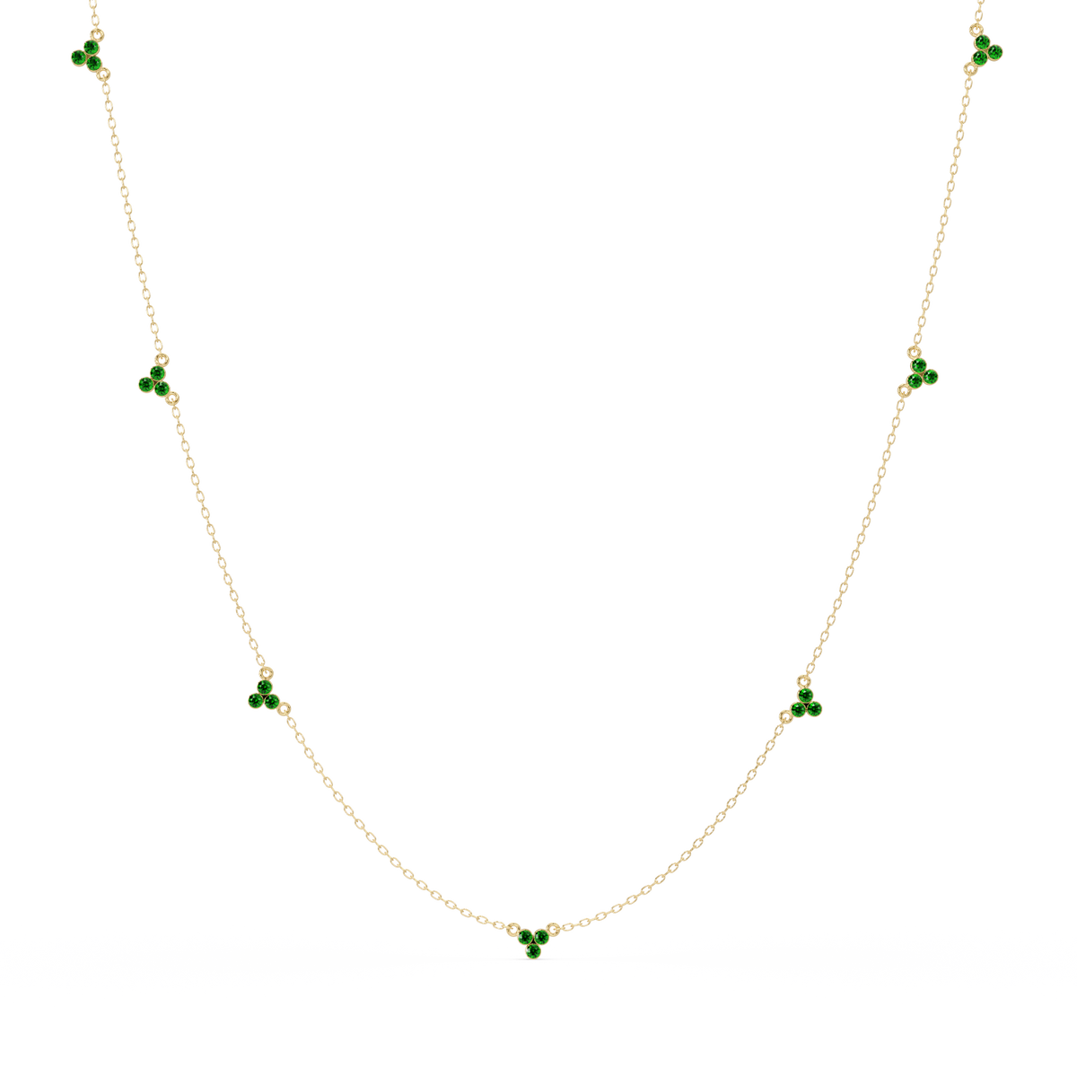 3.4 CTW Round Three-Stone Cluster Colorstone Station Necklace – CAD image 6145