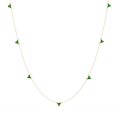 3.4 CTW Round Three-Stone Cluster Colorstone Station Necklace – CAD image 6145