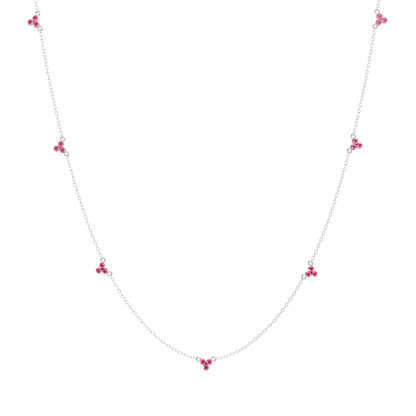3.4 CTW Round Three-Stone Cluster Colorstone Station Necklace – CAD image 6147