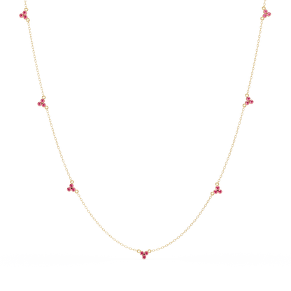 3.4 CTW Round Three-Stone Cluster Colorstone Station Necklace – CAD image 6148