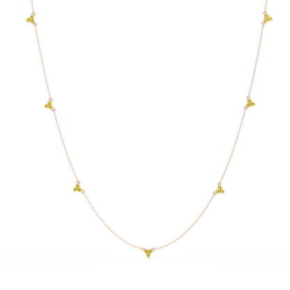 1.2 CTW Round Three-Stone Cluster Colorstone Station Necklace – CAD image 6175