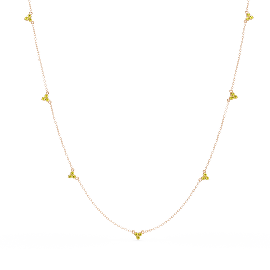 1.2 CTW Round Three-Stone Cluster Colorstone Station Necklace – CAD image 6175